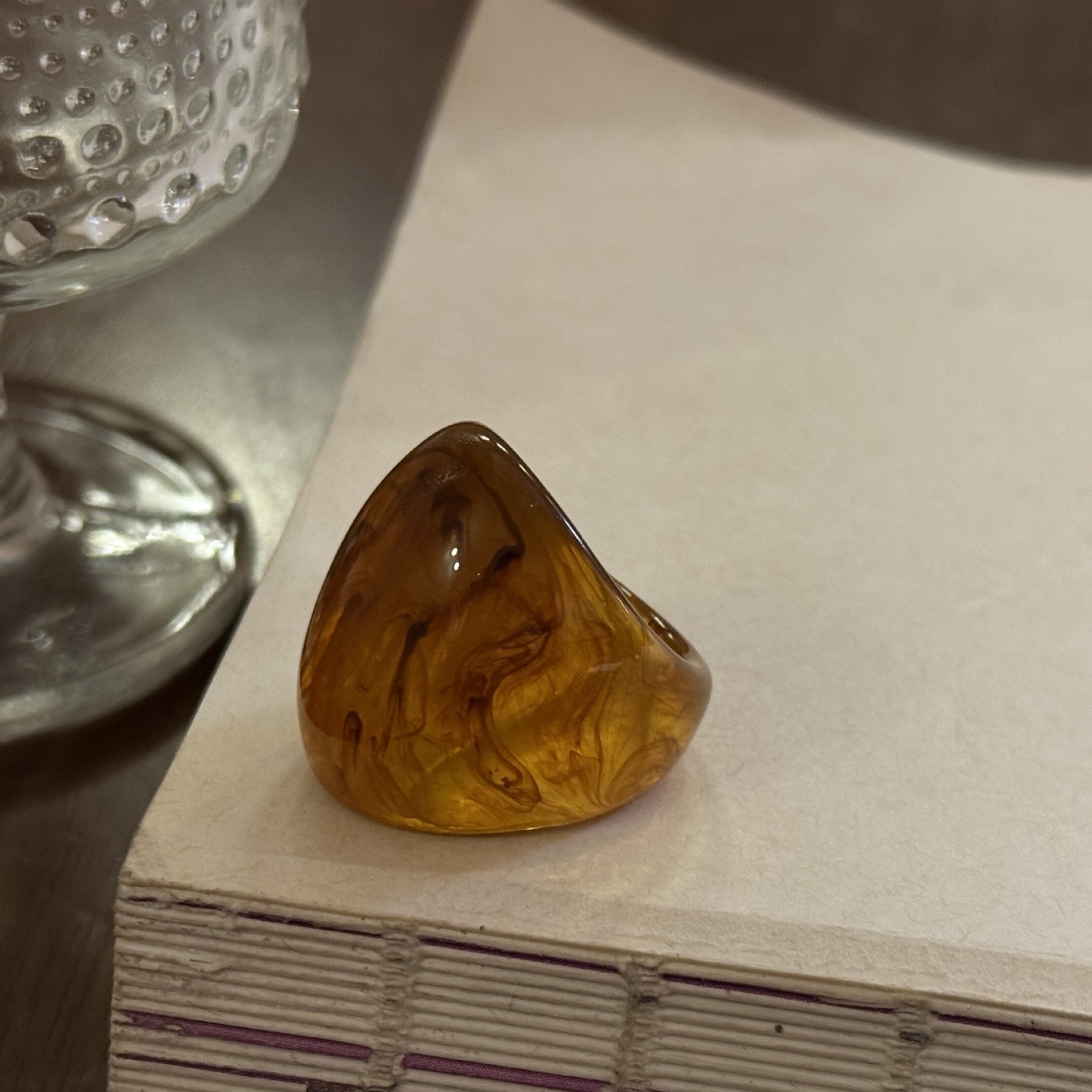 Korean Style Lace Direct Light Luxury Niche Design Sweet Cool Temperament Zircon Ins Ring Resin Designer Ring Vintage Ring Fashion Ring For Women