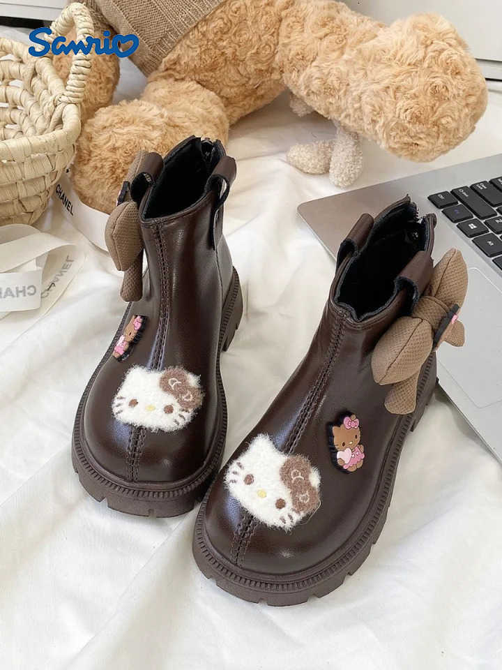 Sanrio Winter Hello Kitty Martin Boots Anime Kawaii Children Autumn Winter Cotton Boots Cartoon Fleece Warm Cotton Shoes Gift H251110