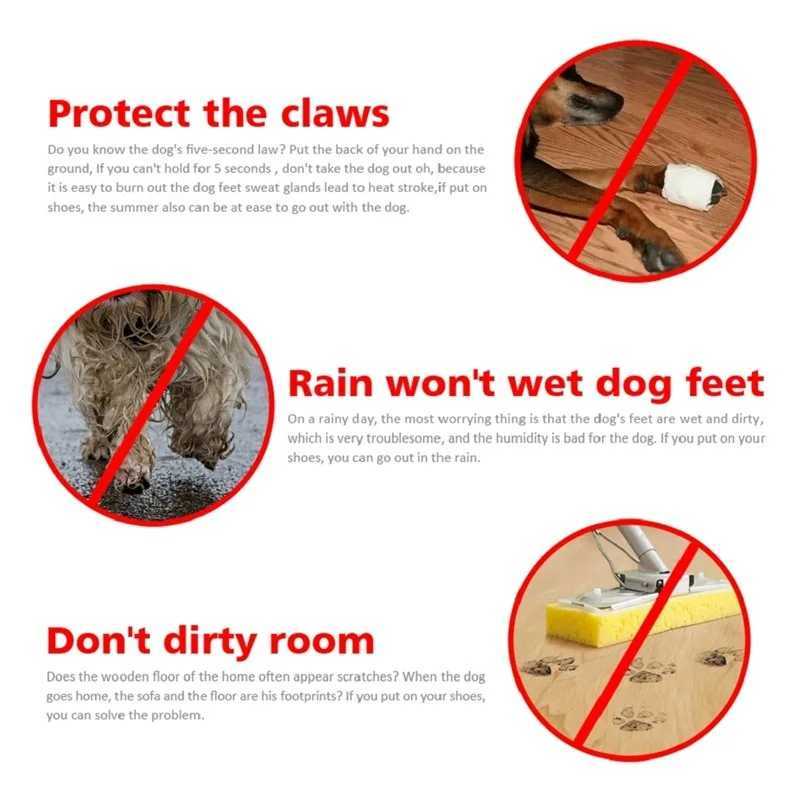 4 pieces of pet dog rain shoes anti slip and waterproof dog rain shoes thick hot dog rain shoes T2504010
