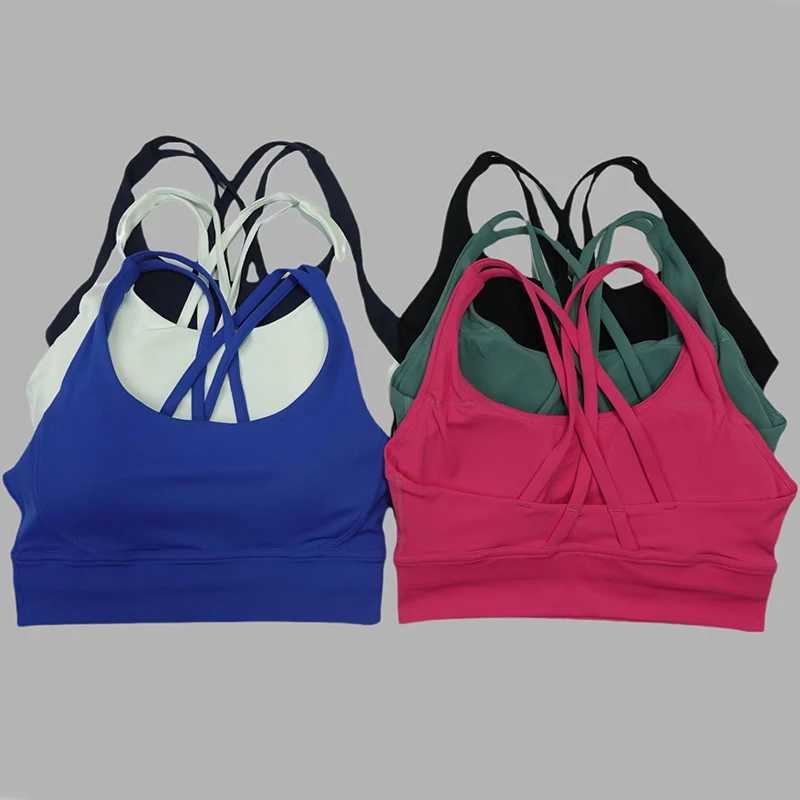 Soft cross back womens sports yoga bra tight and gathered high-strength shock-absorbing fitness running sports braXJ250410