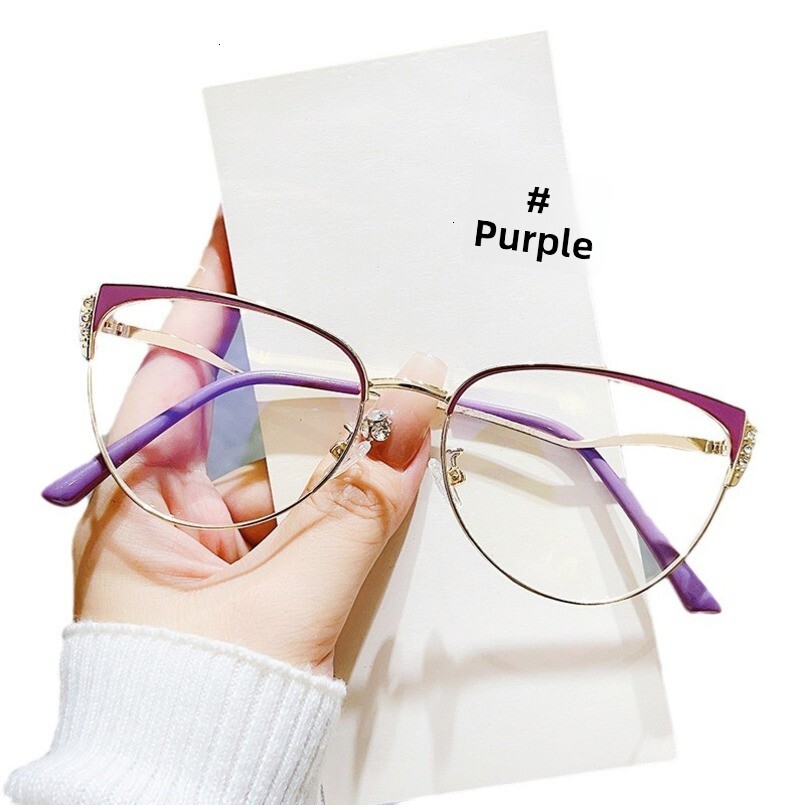 Cross-Border New Cat Eye Fashion Trend High-End Feel Non-Prescription Radiation Protection Versatile Women's Blue Light Blocking Glasses