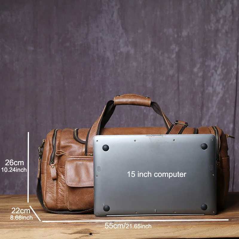 New Retro Large Capacity Mens Frosted Leather Travel Bag Made Of Old Top Layer Cowhide Portable Short Distance Luggage Bag K251110