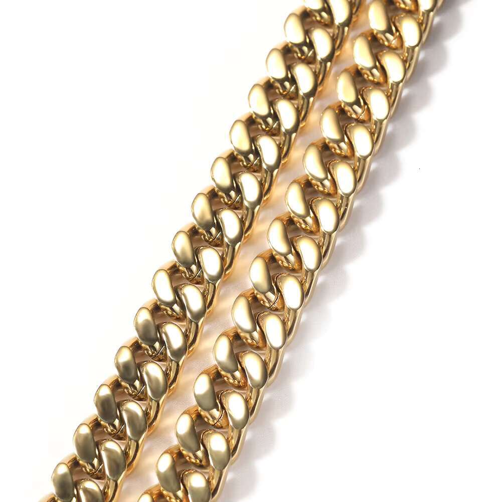Simple 8mm 12mm Glossy square Miami Cuban Link Chain Bracelet No Tarnish Stainless Steel Spring Clasp Jewelry