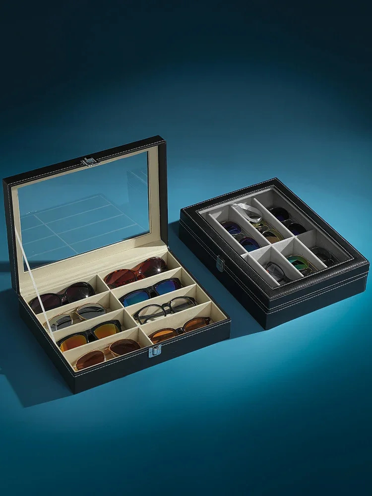 High-end PU Leather Glasses Case Large-capacity Sunglasses Men Sunglasses Women Myopia Glasses Case Jewelry Display Box 250409