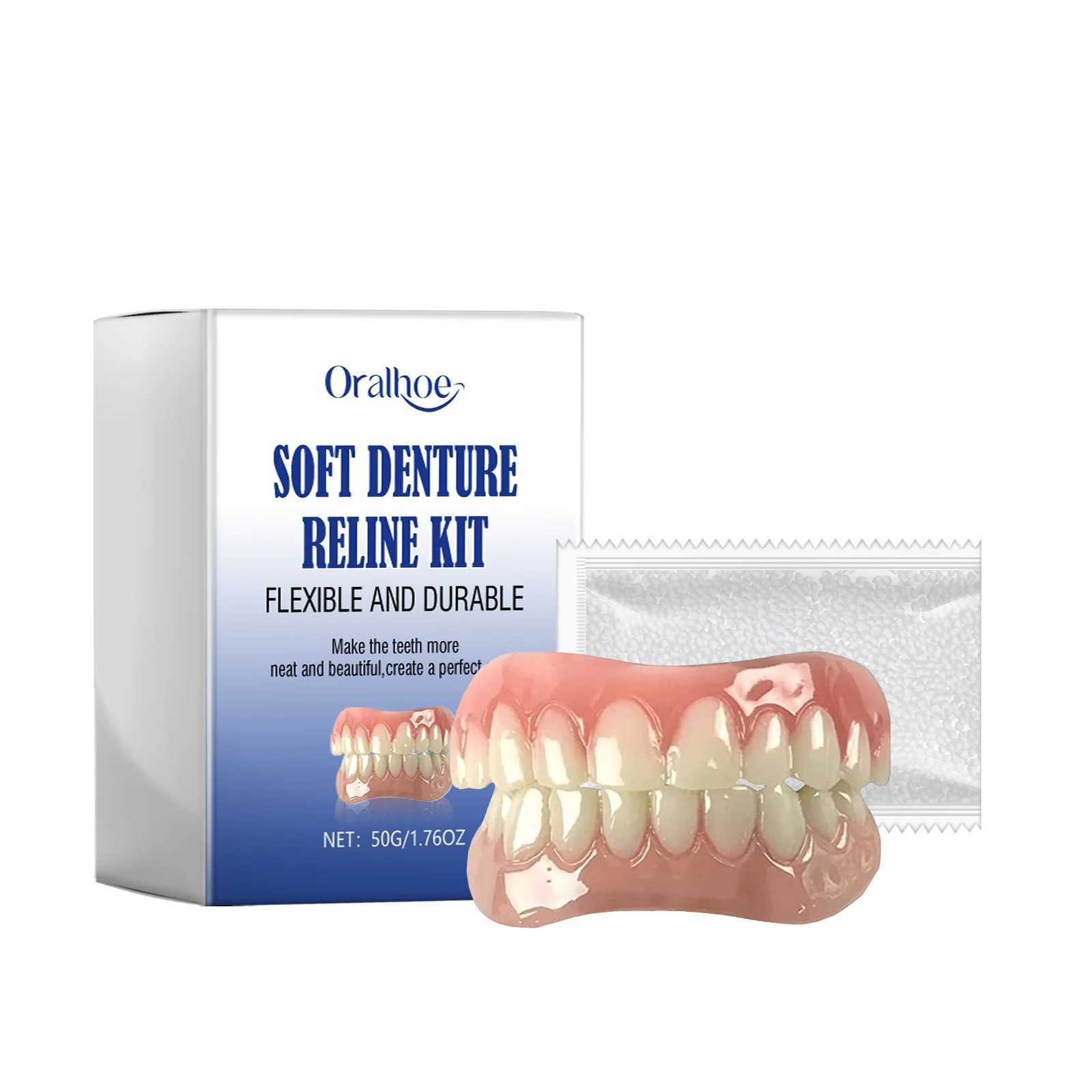 Oralhoe 50g denture support kit with silicone upper and lower veneers for smile restoration of tooth gaps soft tooth pad support M250410