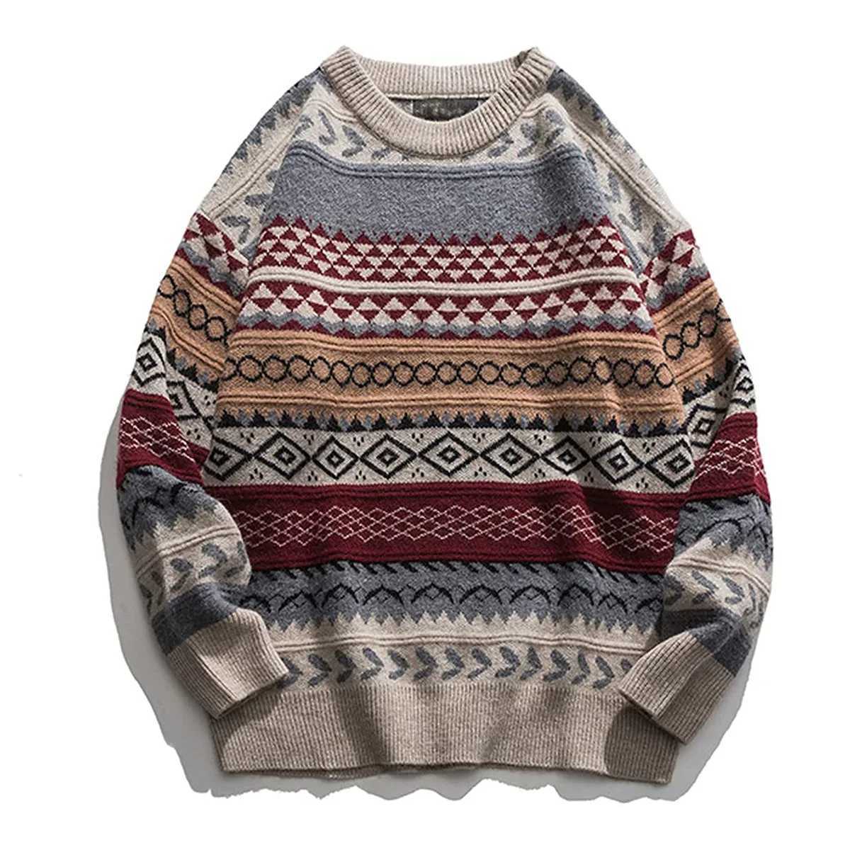 Fashion Fashion Harajuku Vintage Knitted Sweater Mens Streetwear Oversized Jumper Pullover Thick Clothing Grandpa Ugly Sweater Womens Y251110