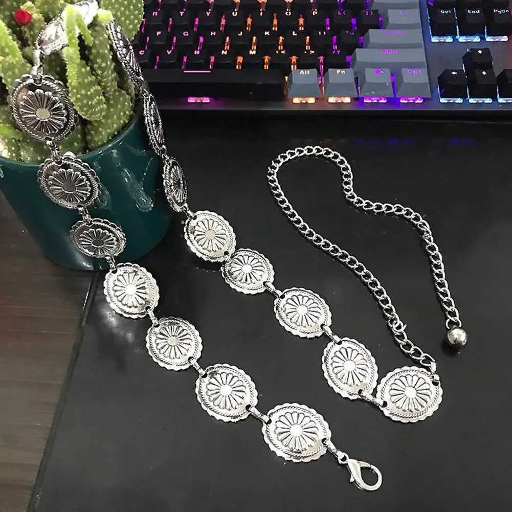Ethnic style retro metal waist chain Bohen silver metal chain strap Wens Fashion Accessories X250410