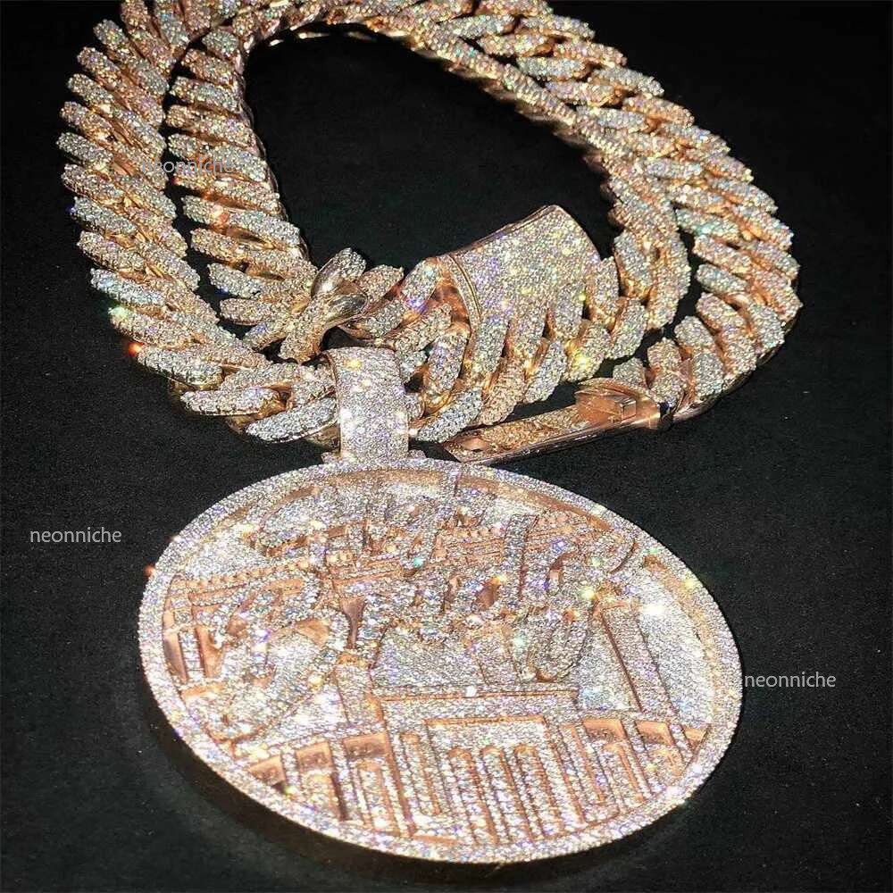 Custom Hip Hop Jewelry Rapper Letter Iced Out Baguette Initial Vvs Moissanite Pendant