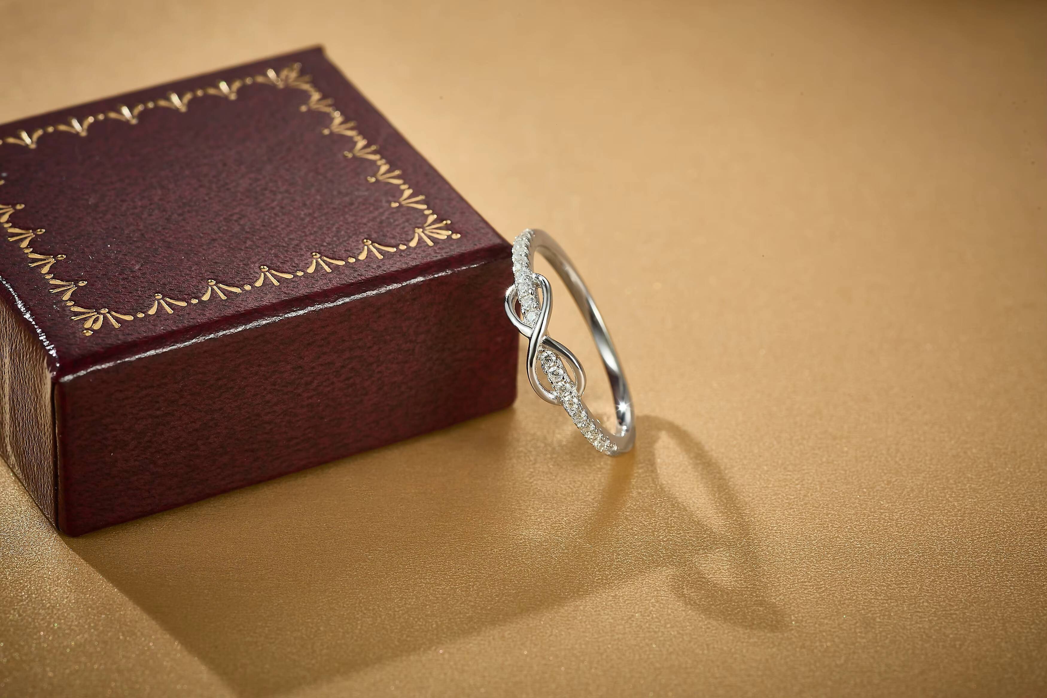 925 Sterling Silver Infinity Symbol VVS Moissanite RingRing Cute Couple Love Design Bowknot Moissanite Rings for Women Jewelry