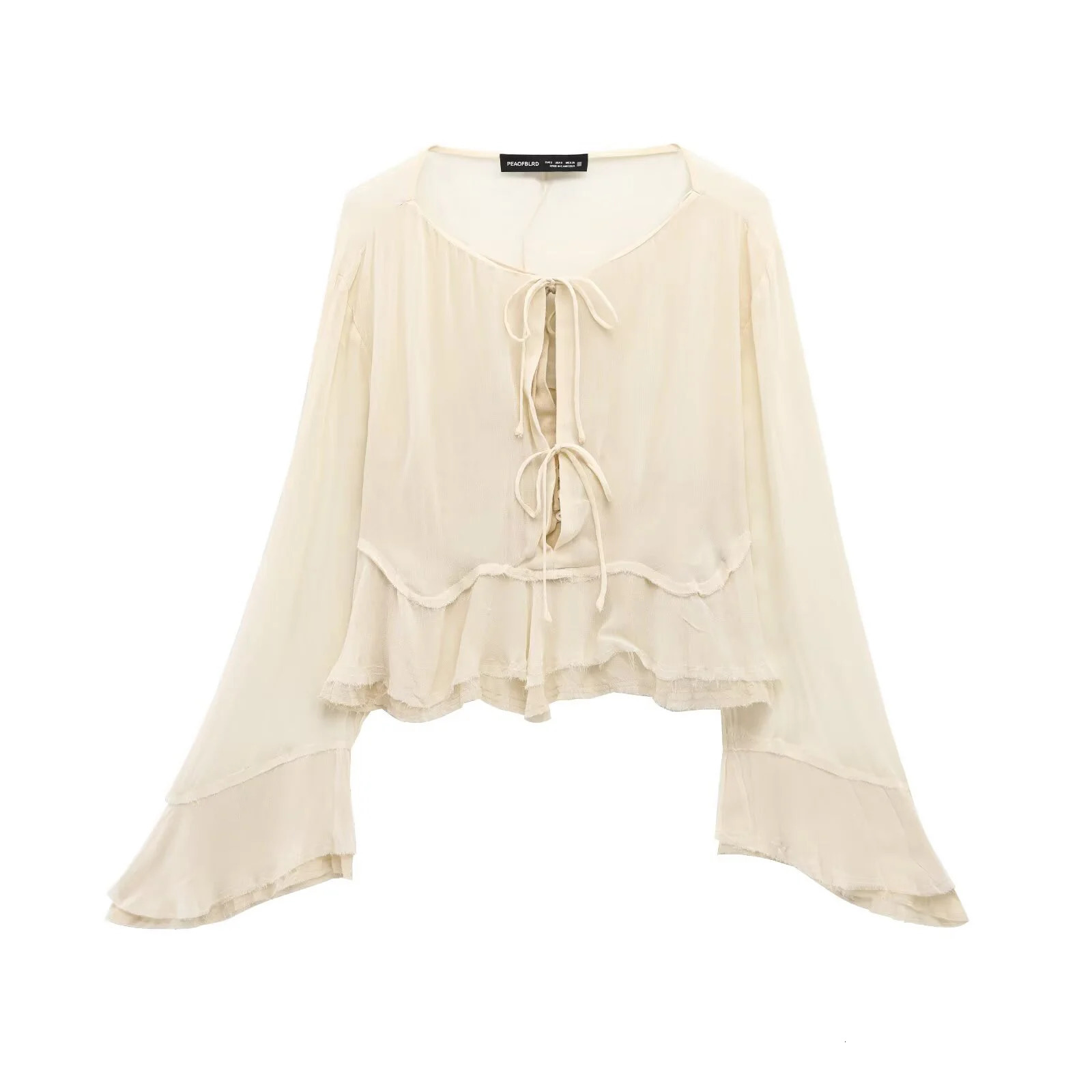 Long Sleeved Shirt Womens Summer Style Sweet And Youthful Temperament Lace Up Sunscreen Small Cardigan Top 250410
