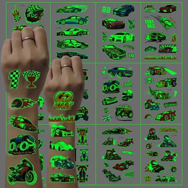 12 glowing tattoo stickers for sports motorcycles childrens arms face glowing tattoos cartoon body art stickers W250410