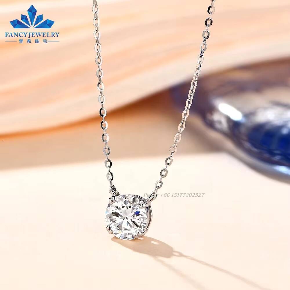 2CT 8mm D Color Round Moissanite Pendant Wedding Jewelry Sparkling 100 925 Sterling Silver Pendant Necklace for Women