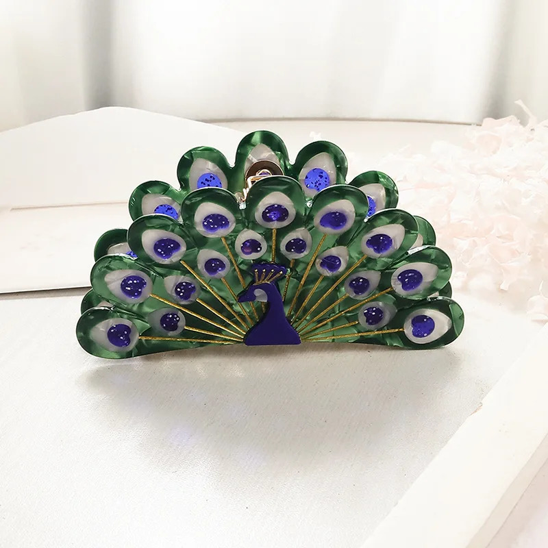 Hangzhou elegant peacock big grab clip exquisite and charming bird shark clip fashionable animal shaped hair accessories 250409