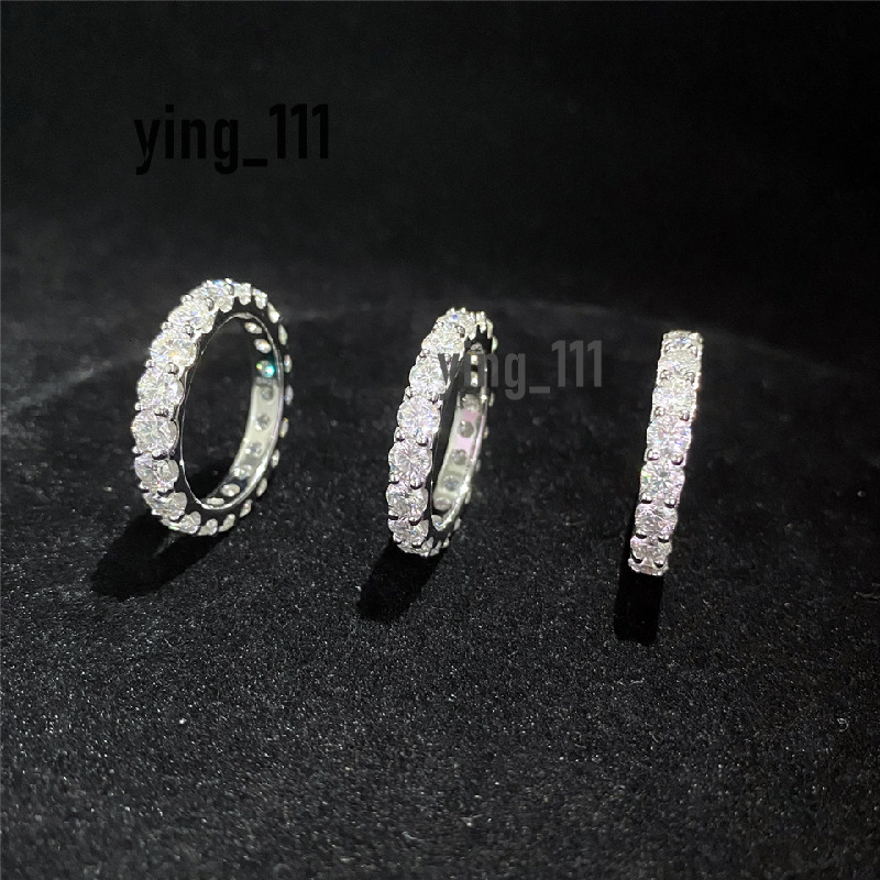 D Color VVS1 Moissanite Diamond Eternity Ring Excellent Cut Round Moissanite Gemstone Hip Hop Ring S925 Cuban Ring