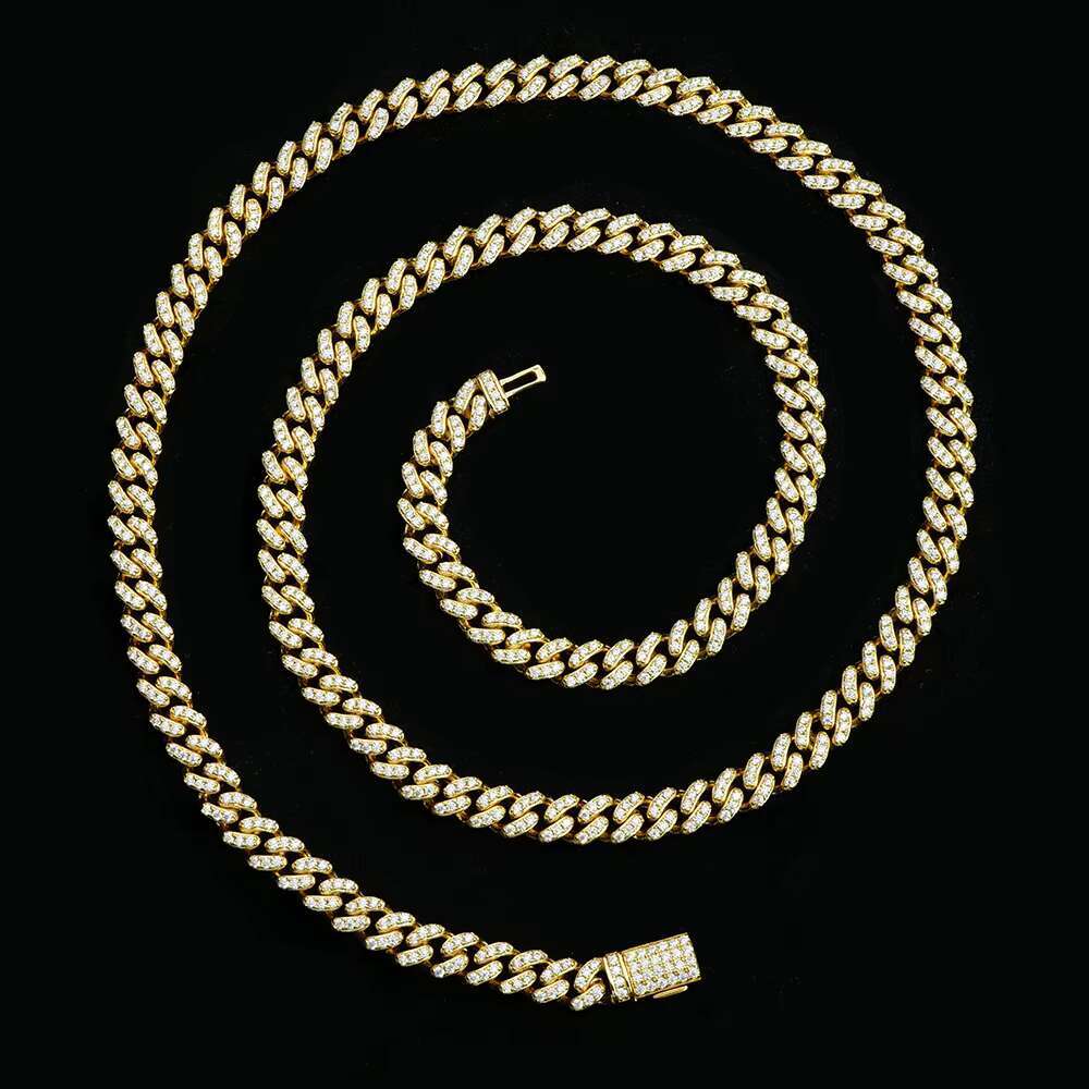 Ready to ship 6mm wide pearl hip moissanite Miani hop Cuban jewelry necklace sier plated white gold 22/24 inches