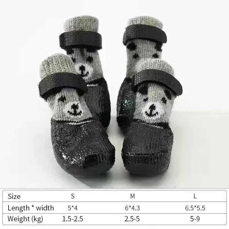 New Arrival 4 pieces/batch of winter warm dog socks anti slip rain boots waterproof dog Chihuahua dog shoes Z250408