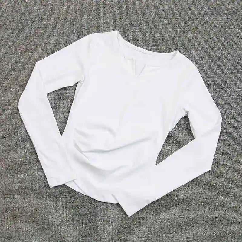 Wholesale high-quality V-neck yoga tops sports plain casual long sleeves lightweight solid color womens T-shirtsXJ250410