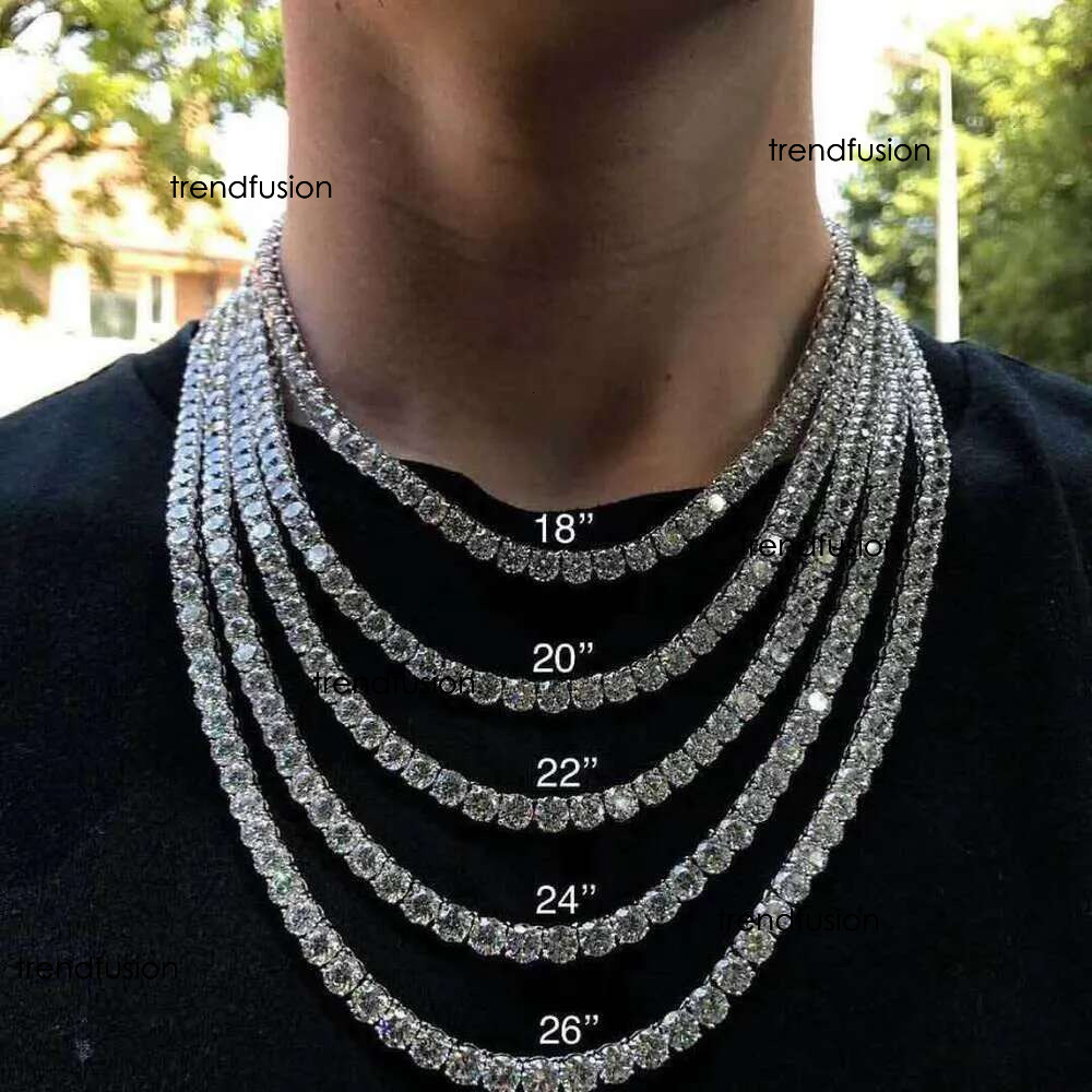 HipHop Jewelry ice out 3mm 4mm 5mm 6mm sterg sier VVS Moissanite Dia Tennis k Chain Bracelet Necklaces