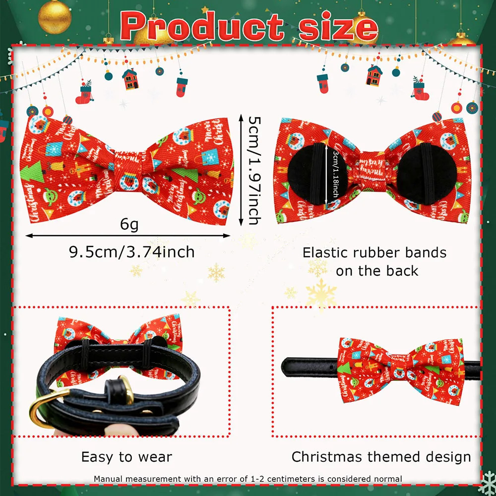 50PCS Christmas Dog Bows Removable Dog Bowties Collar Pet Dog Christmas Bow Tie For Dogs Pets Christmas Accessories 251110