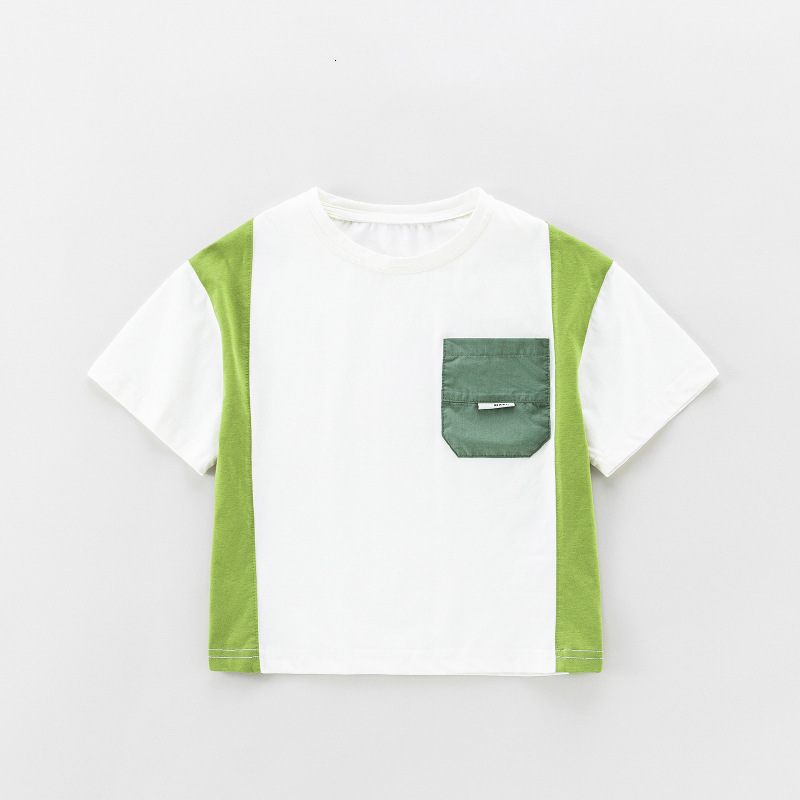 GS- Ddmyshoesvip Boys T Shirts New Styles Short Tops Children S Contrasting Colors Versatile Half Sleeved Clothes Summer Bottoms Trendy A
