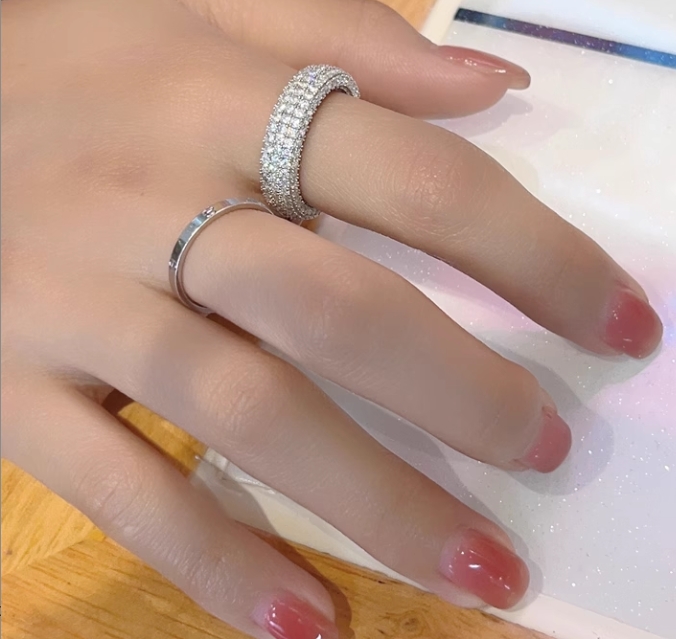 Jewelry Unisex Hip Hop Inspired Diamond Cut CZ Ring with Elegant Pave'd Design Minimalistic Fashion Statement Gender Neutral Micropaved Zirconium