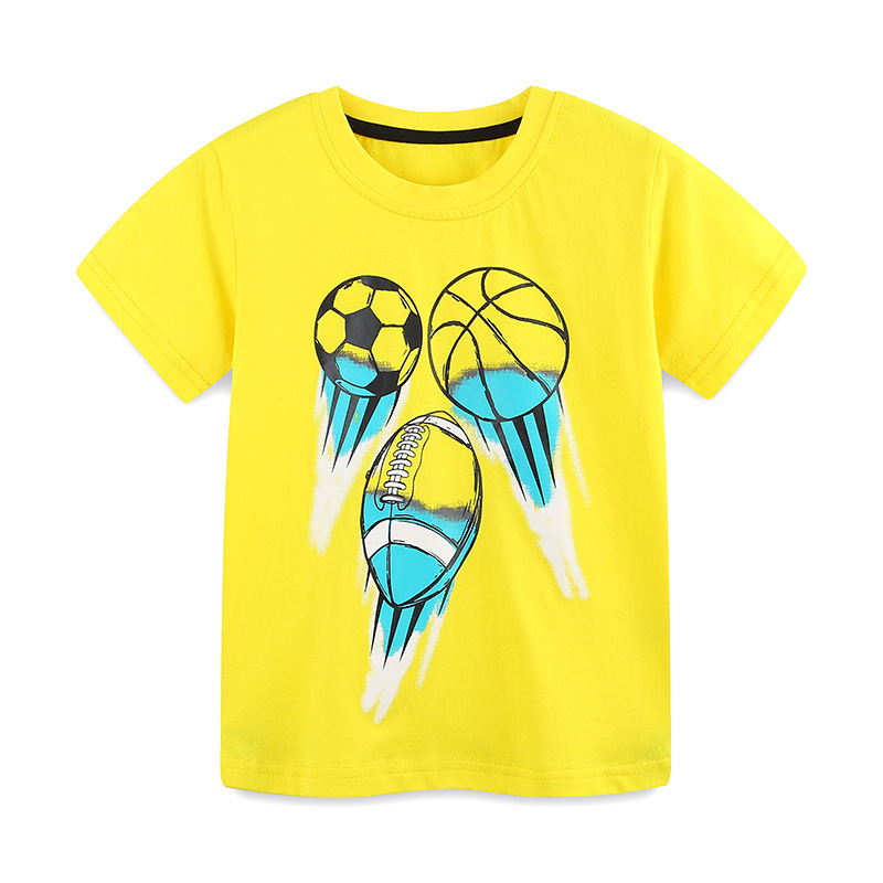 GS- Ddmyshoesvip Summer New Boys Style Football Printed Knitted Cotton T Shirt Fashion Children S Round Neck Pullover