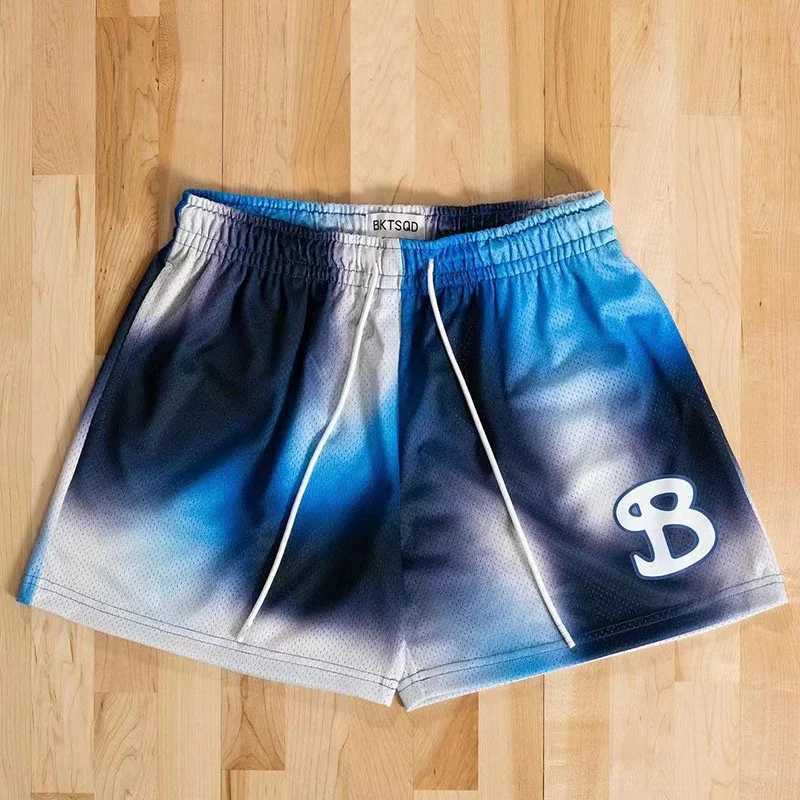 New summer pigment mixed color mesh basketball shorts for men quick drying loose sports shorts casual running beach shorts X250410