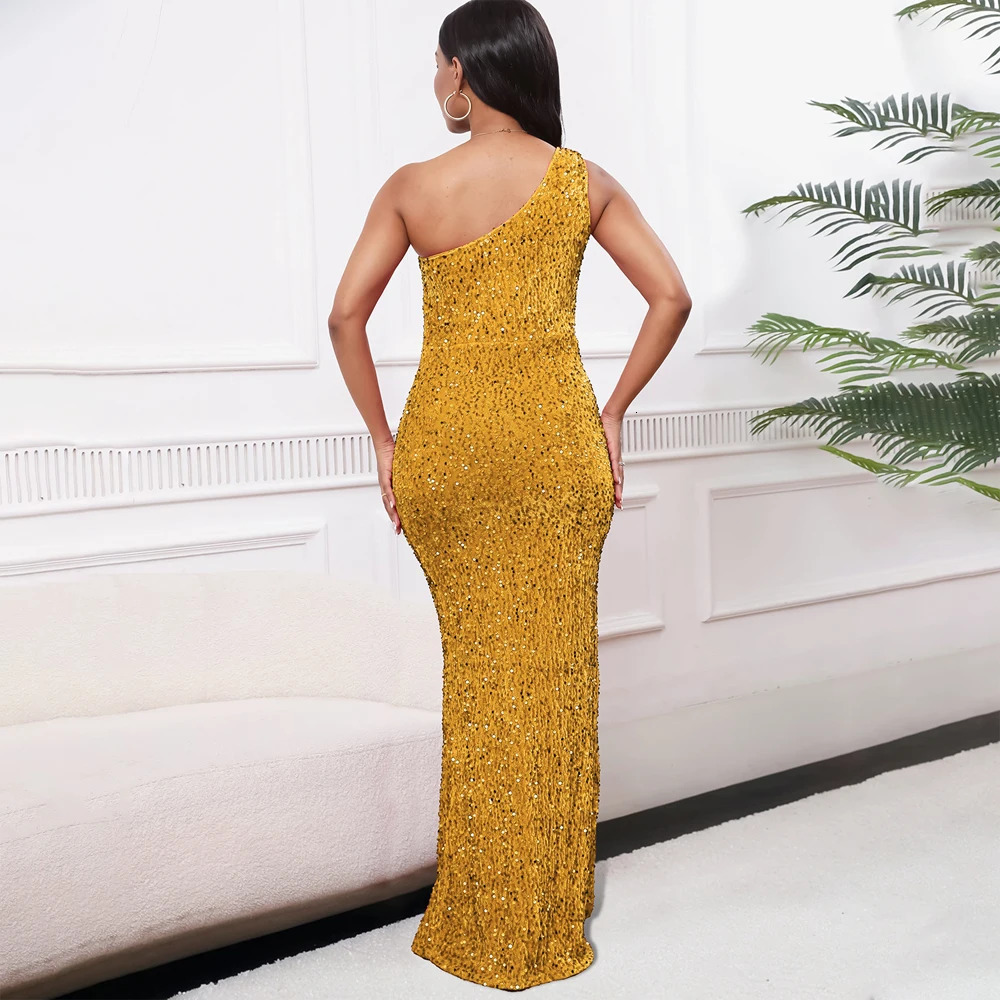 Red Black Blue Gold Yellow Sequin Dress Woman Evening Party Prom Elegant Long Party Dresses Clothes Club Costume Women 250409