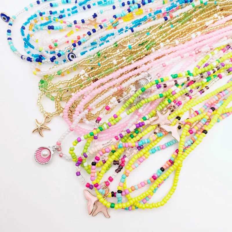 2 sexy belly chains for Wenbo River summer beach waist beads devils eye starfish shell star pendant African body jewelry X250410