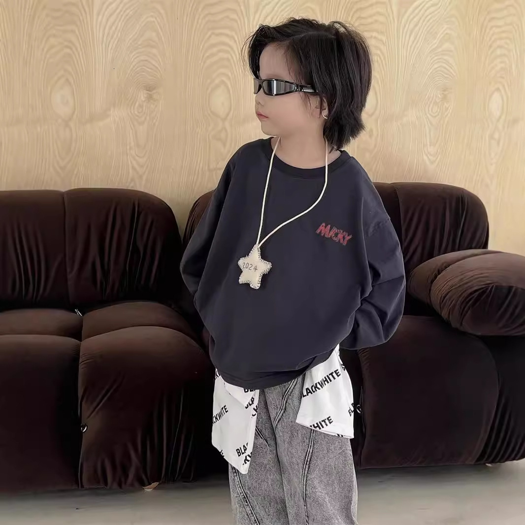GS- Ddmyshoesvip Spring Boys Clothing Children S Graffiti Long Sleeve New T Shirt Cartoon Printed Top