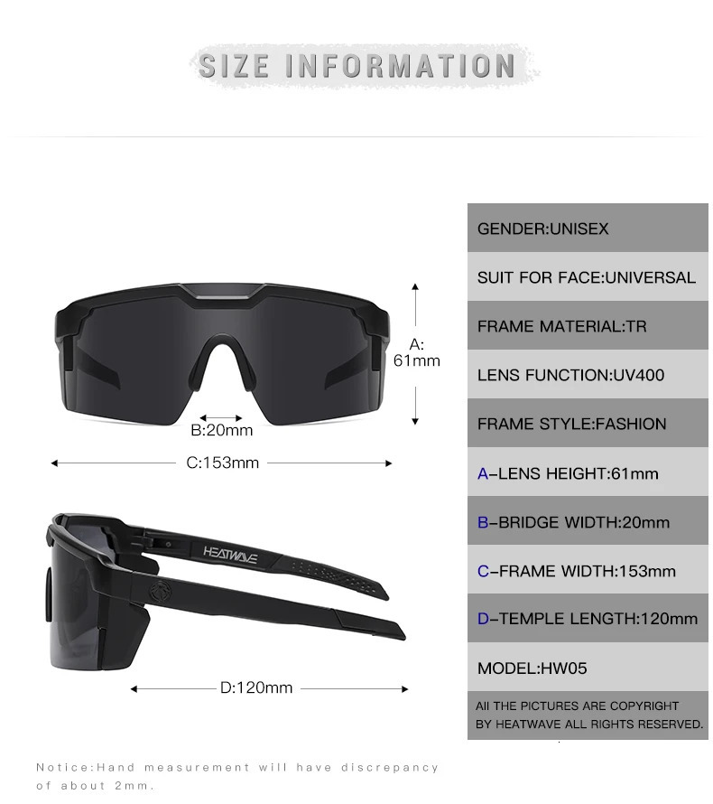 highquality y heatwave sunglasses with square connected lens loop for women UV400 250410