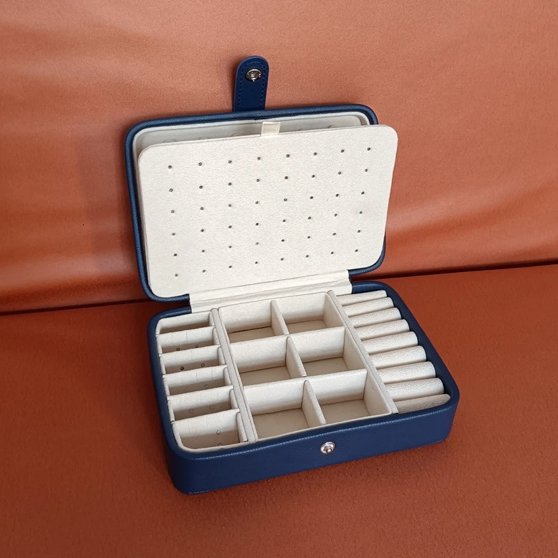 Leather Portable Jewelry Box Double Simple Earrings Ring Jewelry Casket Can Hold 68 Earrings 250409