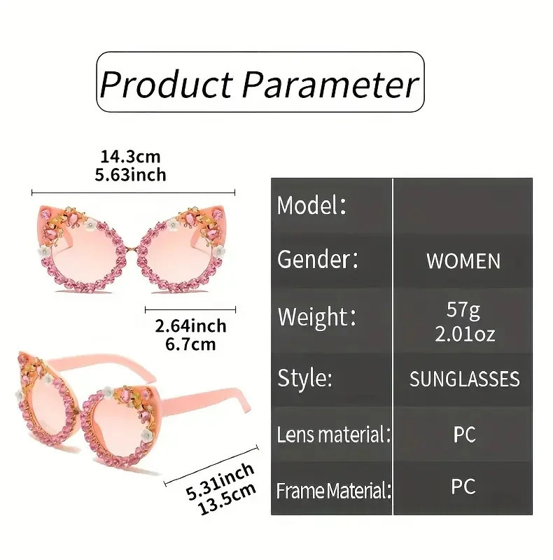 y rhinestone sunglasses cat eye gradient decorative shadow props used for clothing parties dances 250410