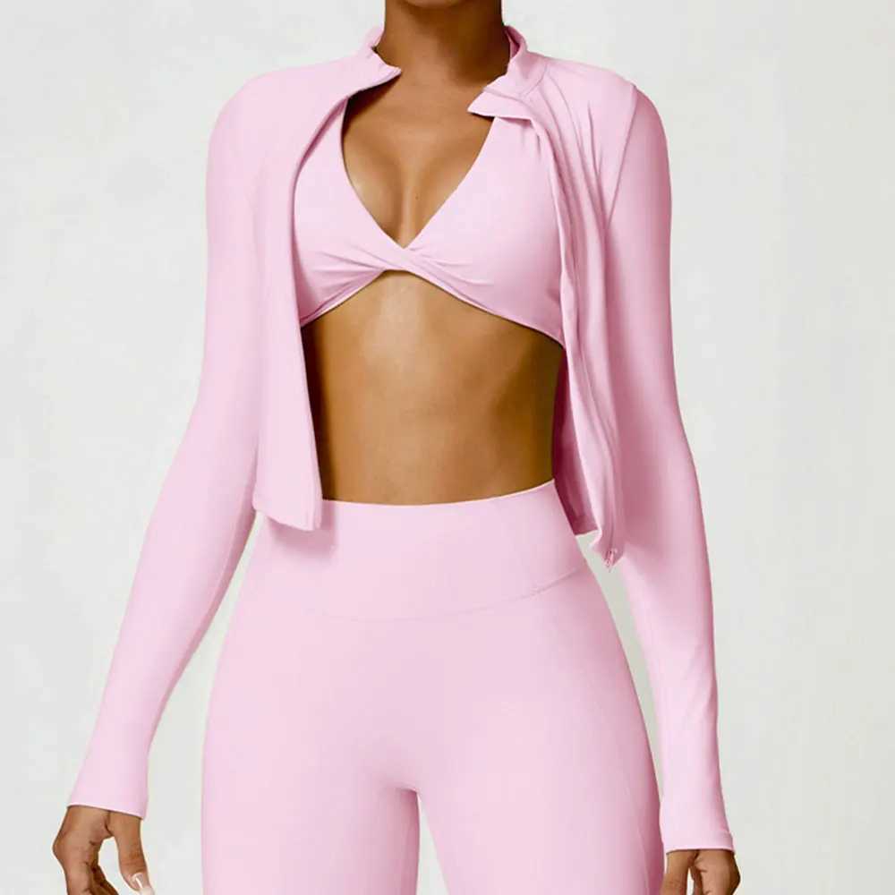 Womens gym sweatshirt long sleeved yoga sweatshirt zipper top gym push up sweatshirt running bike sweatshirtXJ250410