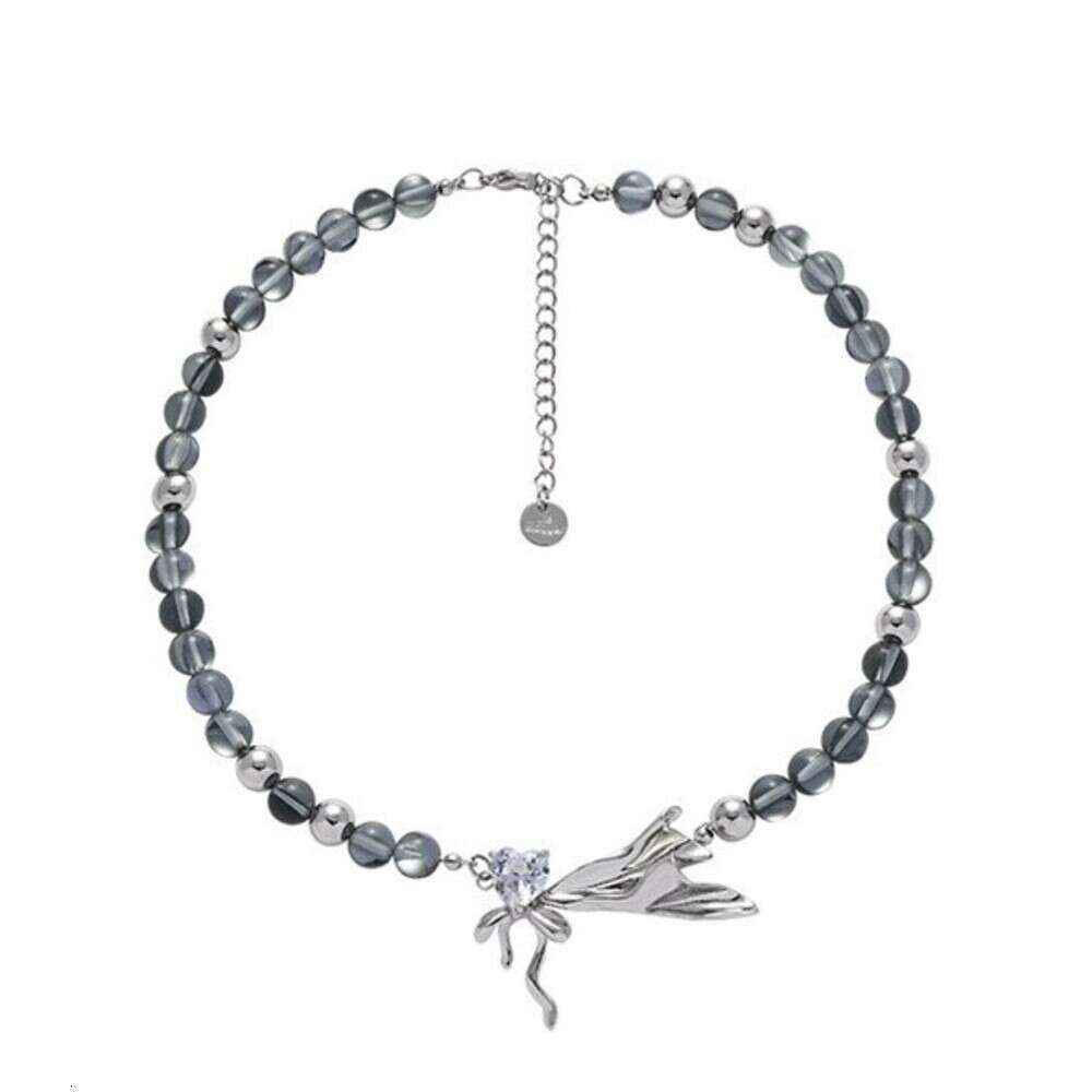 Pleated Bow Beaded Necklace for Women Elegant High-end Fashion Collarbone Chain Simple Design Exquisite Commuting Jewelry