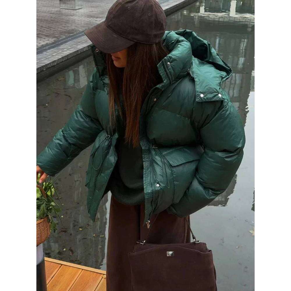 Casual Single Breasted Zipper Warm Coat With Belt Winter Female Pocket Long Sleeve Jackets Fashion Thick Padded Jacket For Women