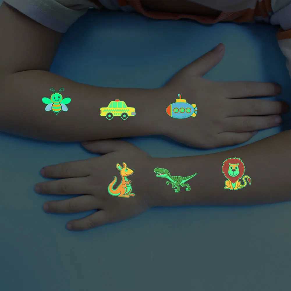 5 bright childrens tattoo stickers with colorful animals mermaids dinosaurs temporary tattoos for children cute body tattoos W250410
