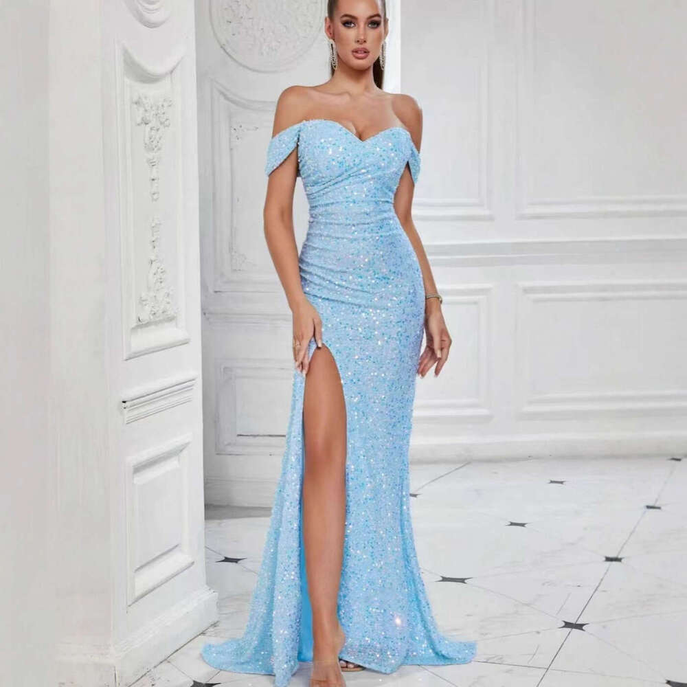 New Sequin Slit Women's Casual Fashion Party Gown Long Mermaid Night club maxi dress SEXY DRESSES FOR WOMEN