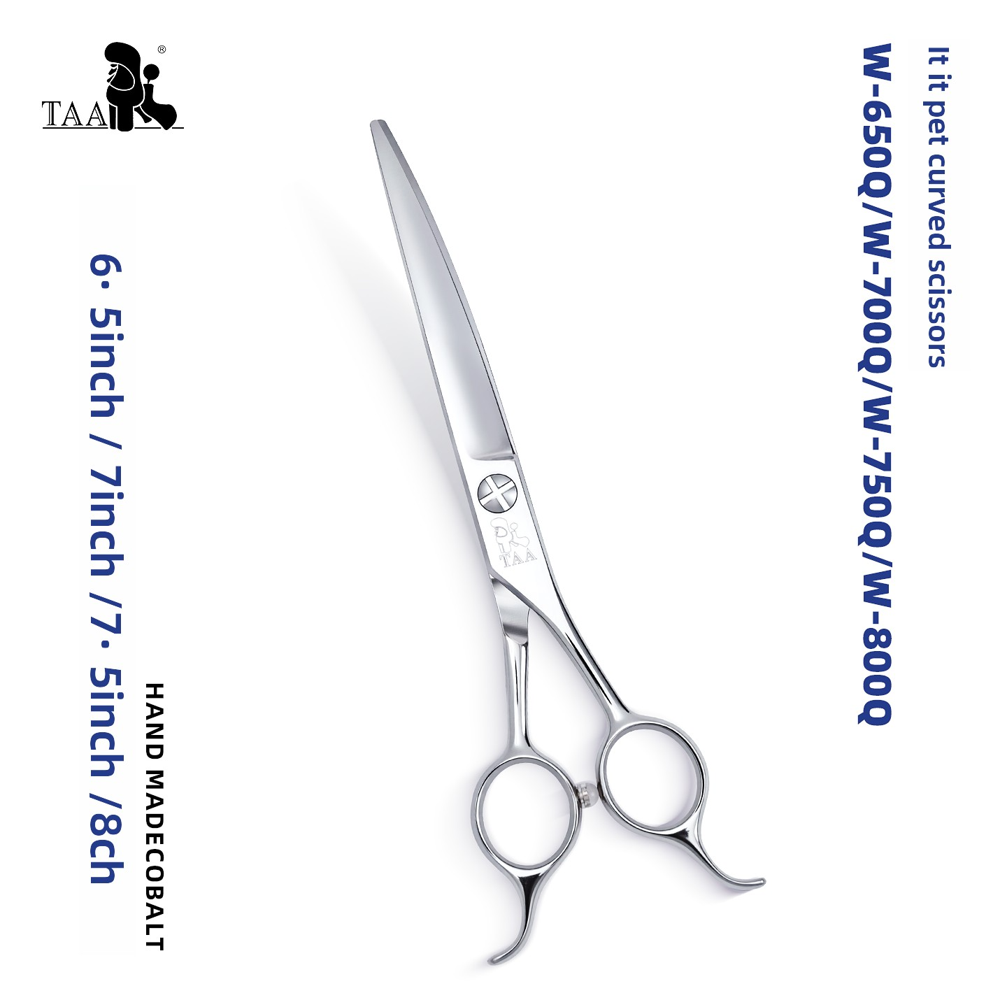 Professional Pet Curved Scissors, 6.5-8 Inch Handmade Cobalt Stainless Steel Dog Grooming Shears for Pet Grooming Salons & Home Use