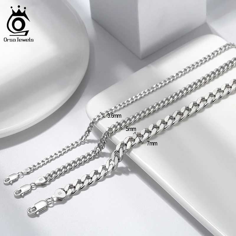 Rinntin 925 Sterling Silver 3.6/5/7mm Width Solid Diamond-Cut Cuban Link Curb Chain Bracelet for Men Women Luxury Jewelry SB104C250410