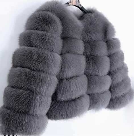 2025 Fur Coat - Fur-like Fox Fur Patched Winter Coat - Thick and Warm Long-Sleeved Short-Sleeved Fur Coat H251024