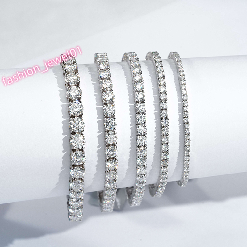 Hot Sell Moissanite Tennis Chain 3mm 4mm 5mm Best Color VS VVS Clarity Moissanite Silver S925 Tennis Bracelet