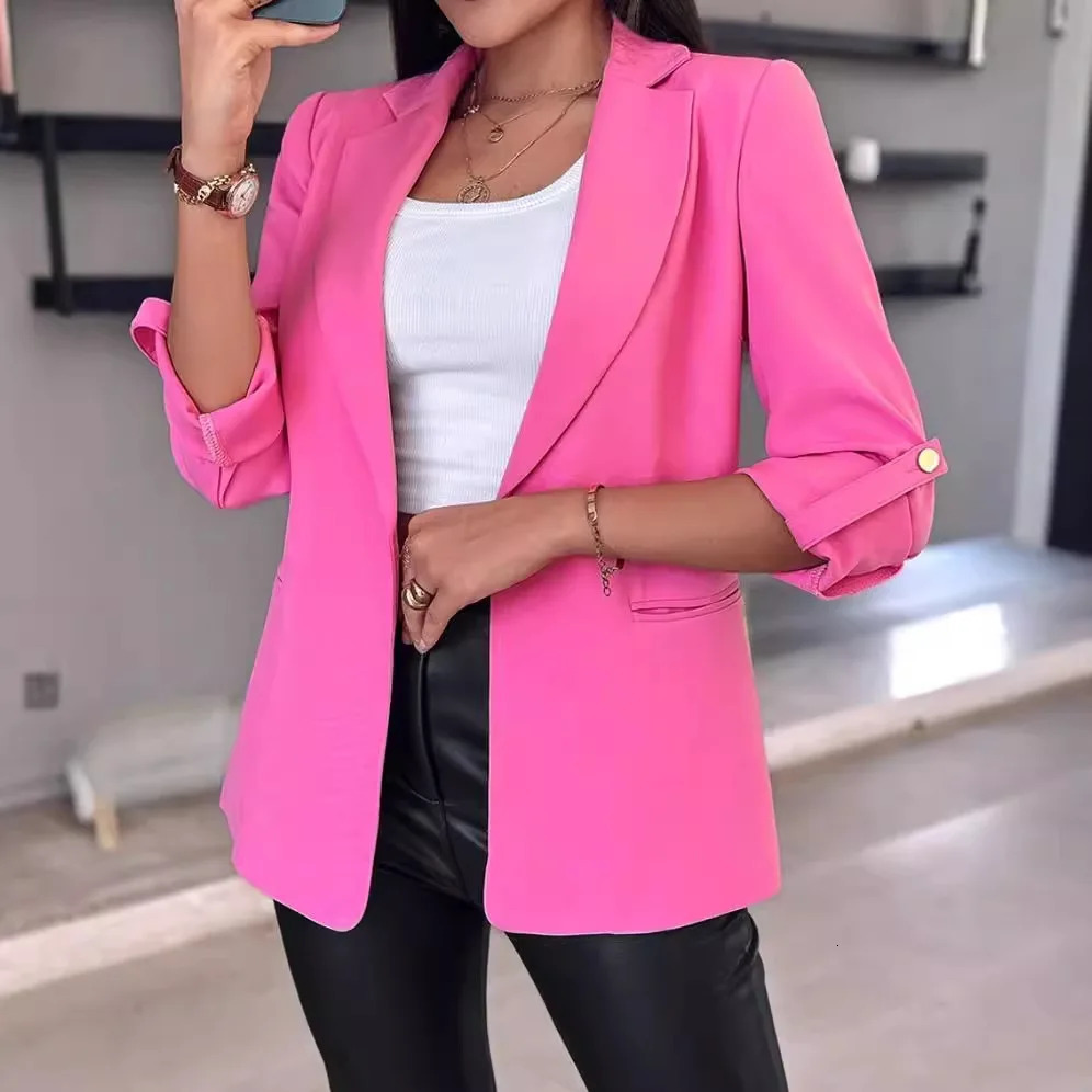2024 autumn and winter womens fashion warmth casual elegance long sleeved solid color cardigan jacket 250407