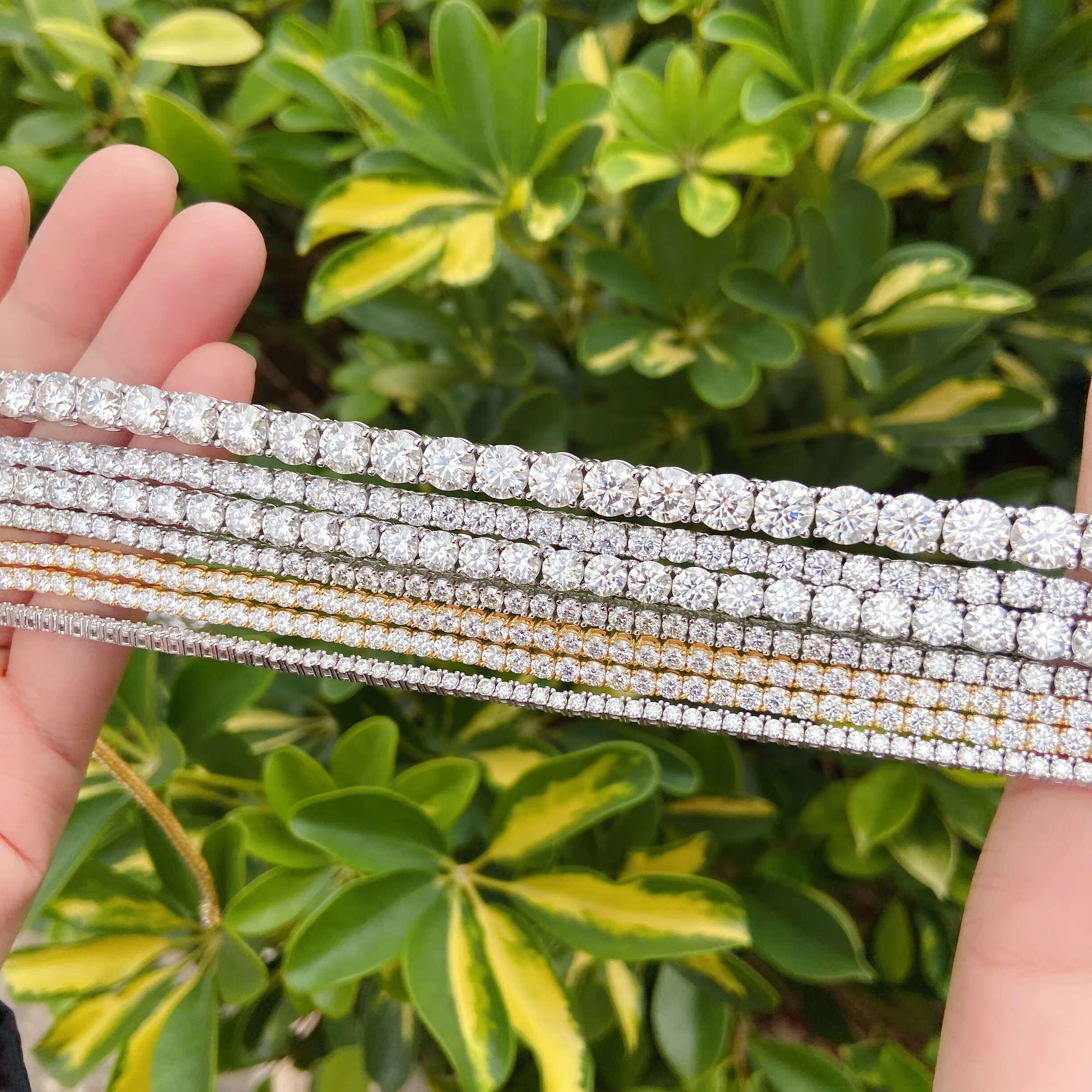 Customize 2mm 3mm 4mm 5mm 6.5mm 7mm 7.5mm 8mm Silver S925 Bracelet Necklace VVS Moissanite Diamond Luxury Tennis Chain