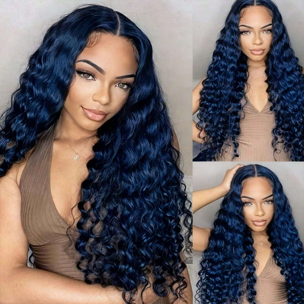 Brazilian Virgin Human Wig - 13X4 HD Transparent Front Closure, Pre Plucked No-Knots Kinky Curly 250% Density Deep Colored Brown Roots & Baby Hair Lac