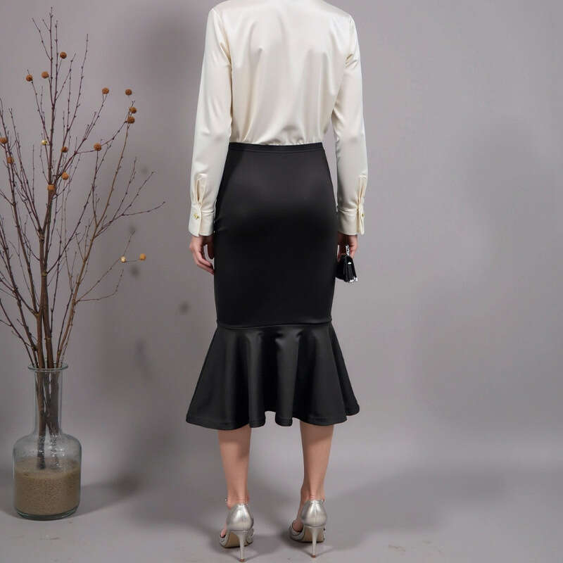 Rui Chou Foreign Trade European and American Style Elegant 2025 Autumn New Cross-Border Amazon Mermaid Stretch Midi Skirt