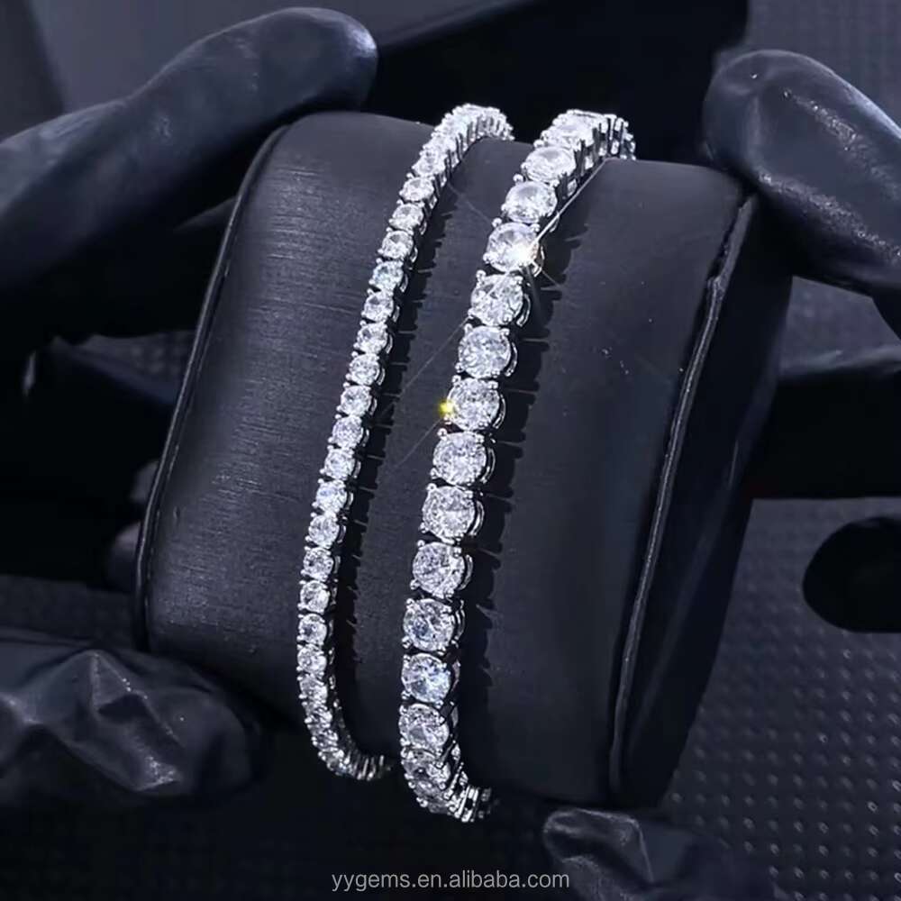 High Quality 1.0CT/6.5MM Link Chain White Gold Plated S925 Sterling Silver VVS Moissanite Tennis Chain Bracelet Necklace Jewelry
