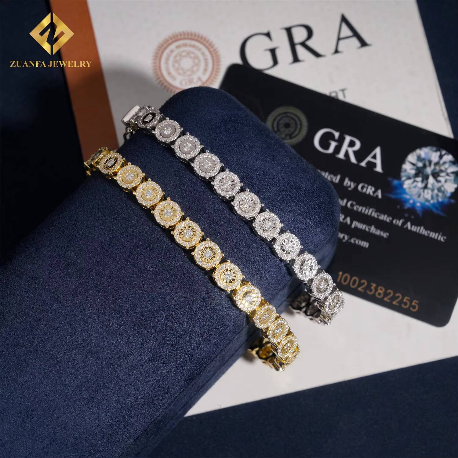 Elegant 68mm Round Fully Iced Out Moissanite Diamond Bracelet for Women 925 Silver Fine Jewelry Hip Hop Moissanite Bracelet