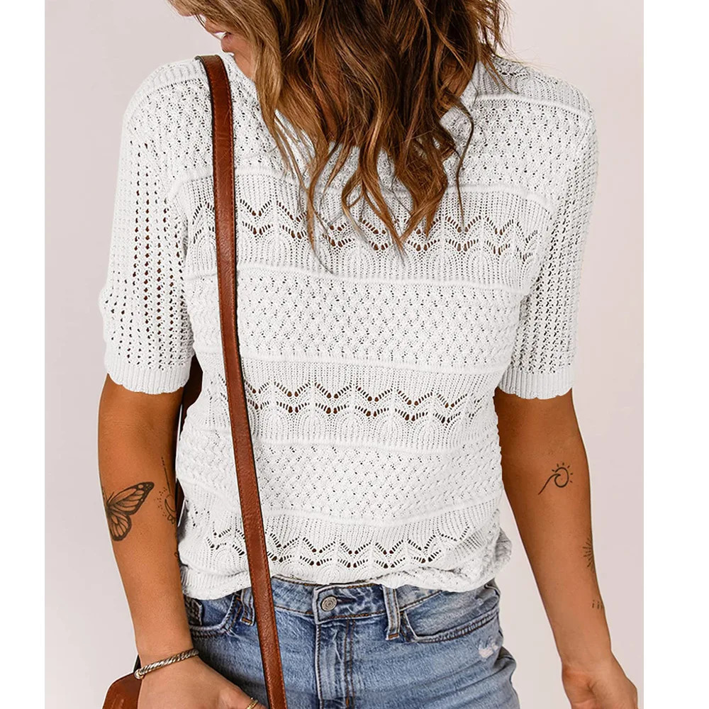 Solid casual loose fitting womens retro womens oversized tops and elegant womens tops for summer 250410