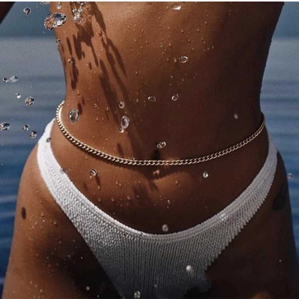 Summer Beach metal body chain waist chain accessory used for Wen sexy bikini body jewelry belly waist chain belt gift X250410